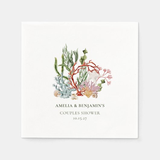 Onderwater Zee koraal schelpen Koppels Douche Servet (Voorkant)