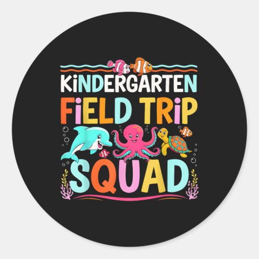 Onderwater Zee Life Aquarium Field Trip Squad Kind Ronde Sticker (Voorkant)
