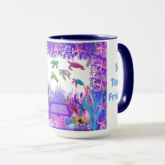 Onderwater Zee Schildpad Vrienden 'Coffee Mok (Voorkant rechts)