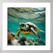 Onderwater Zee Turtle Poster (Voorkant)