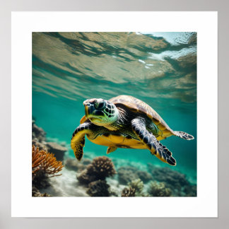 Onderwater Zee Turtle Poster