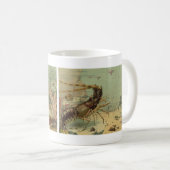 Onderwater Zeedieren Garnalen, Vintage Oceandieren Koffiemok (Voorkant rechts)