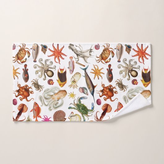 Onderwater Zeeleven Nautical Illustratiepatroon Bad Handdoek (Handdoek)