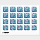 Onderwater Zeemeermin en Dolfijn Vierkante Sticker (Vel)