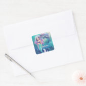 Onderwater Zeemeermin en Dolfijn Vierkante Sticker (Envelop)