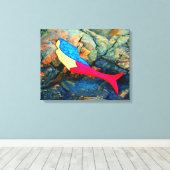 onderwater zeemeermin verpakt canvas afdruk (Insitu (Houten vloer))