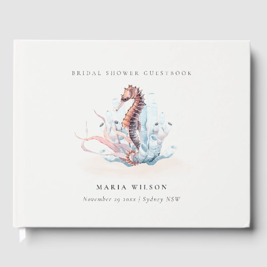 Onderwater Zeepaard Zeewier Koraal Bruidsfeest Gastenboek (Voorkant)