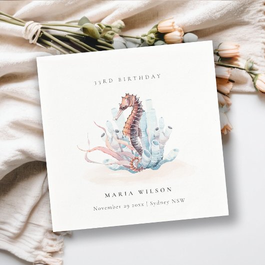 Onderwater Zeepaard Zeewier Koraal Verjaardag Elke Servet