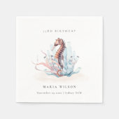 Onderwater Zeepaard Zeewier Koraal Verjaardag Elke Servet (Voorkant)