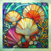 Onderwater zeeschelpen en koralen gebrandschilderd raamsticker (Vel 3)