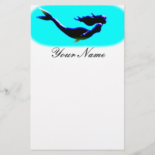 onderwater zeese zeemeermin briefpapier (Voorkant)