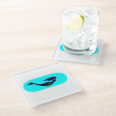 onderwater zeese zeemeermin glazen onderzetter (Schuin)