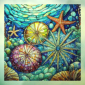 Onderwater Zeesterren en egel Glas in lood kunst Raamsticker (Vel 3)