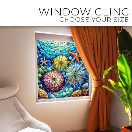 Onderwater Zeesterren en egel Glas in lood kunst Raamsticker