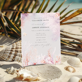 Onderwater zeewier | Seashell Waterverf Wedding Kaart