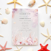 Onderwater zeewier | Seashell Waterverf Wedding Kaart
