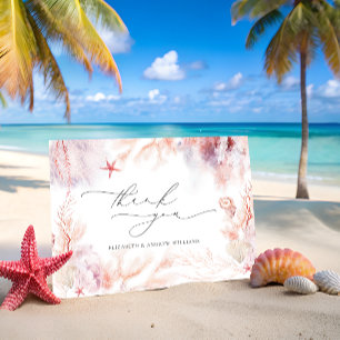 Onderwater zeewier   Seashell Wedding Bedankkaart