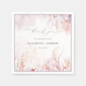 Onderwater Zeewier | Waterverf Zeeschelpen Bruilof Servet (Voorkant)