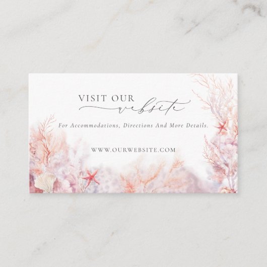 Onderwater Zeewier | Zeeschelp Bruiloft Website Informatiekaartje (Voorkant)