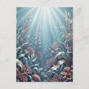 Onderwater Zonnebundels Koraalrif Zeewier Oceaansc Briefkaart