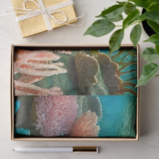Onderwater Zonneschijn & Tangs, Ontwerp 4 Weefseld Tissuepapier (Geschenk)