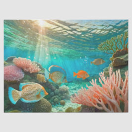 Onderwater Zonneschijn & Tangs, Ontwerp 4 Weefseld Tissuepapier