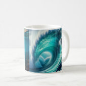 Onderwater zonsondergang en dolfijn surfer koffiemok (Voorkant rechts)