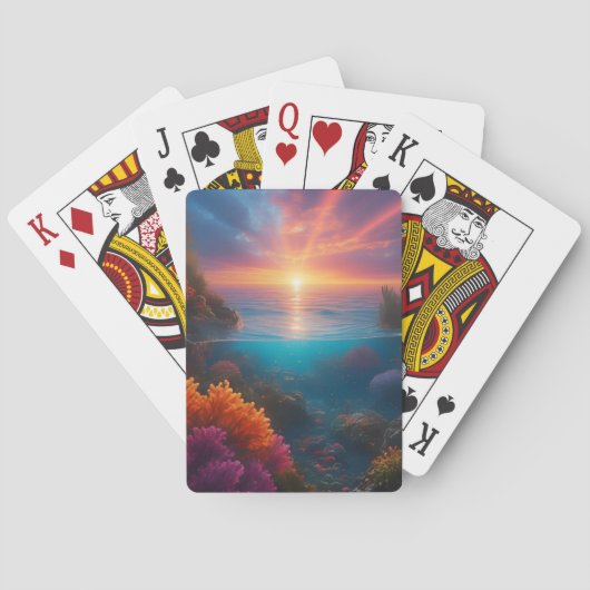 Onderwater Zonsondergang Tropisch 1 Pokerkaarten (Achterkant)