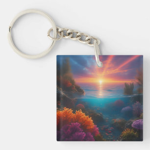 Onderwater Zonsondergang Tropisch 1 Sleutelhanger
