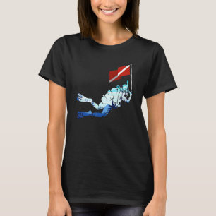 Onderwater zwemmen Duik Scuba Duiker Vlag Oceaan D T-shirt