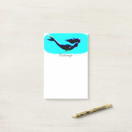 onderwater zwemmen zwarte zeemeermin post-it® notes (Op bureau)