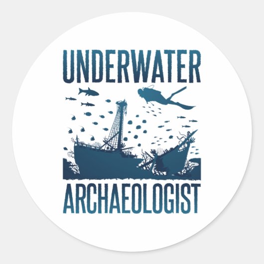 onderwaterarcheoloog ronde sticker (Voorkant)