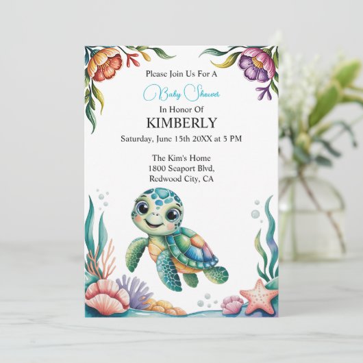 Onderwateravonturen met Kleine Schildpad Kaart (Staand voorkant)