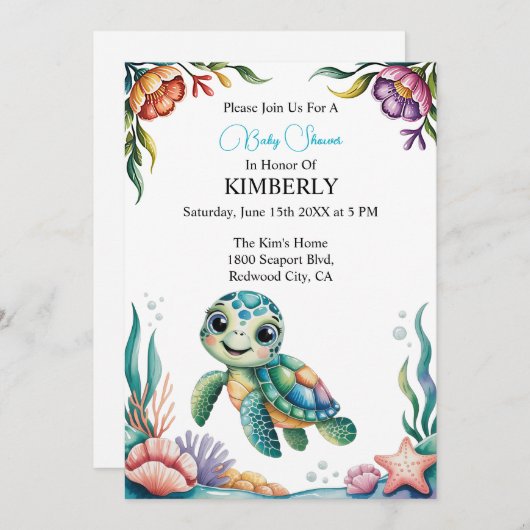 Onderwateravonturen met Kleine Schildpad  Kaart (Voorkant / Achterkant)