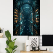 Onderwaterbibliotheek Fantasie Kunst Poster (Thuiskantoor)