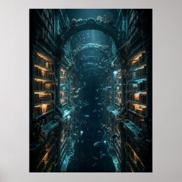 Onderwaterbibliotheek Fantasie Kunst Poster