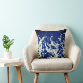 Onderwaterdanseres Cyanotype Kunst Kussen
