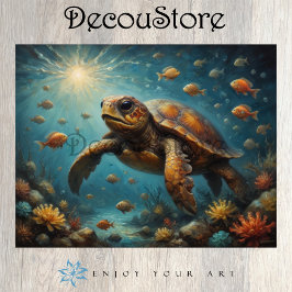 Onderwaterdecoupage van zeeschildpad tissuepapier