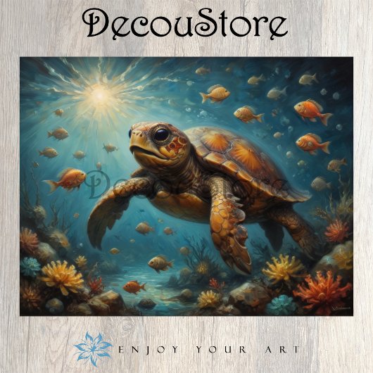 Onderwaterdecoupage van zeeschildpad tissuepapier