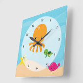 Onderwaterdieren Vierkante Klok (Hoek)