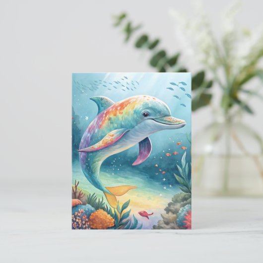 onderwaterdolfijn briefkaart (Staand voorkant)