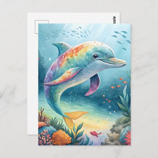 onderwaterdolfijn briefkaart (Voorkant / Achterkant)