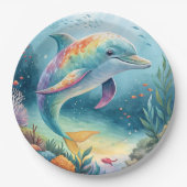 onderwaterdolfijn papieren bordje (Voorkant)