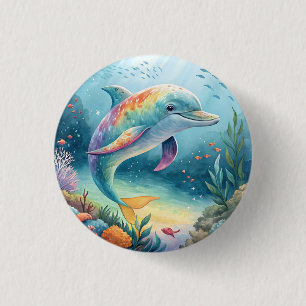 onderwaterdolfijn ronde button 3,2 cm