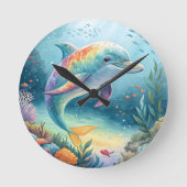 onderwaterdolfijn ronde klok (Voorkant)