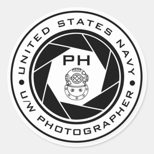 Onderwaterfotograaf van de Amerikaanse marine PH D Ronde Sticker (Voorkant)