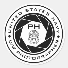 Onderwaterfotograaf van de Amerikaanse marine PH D Ronde Sticker