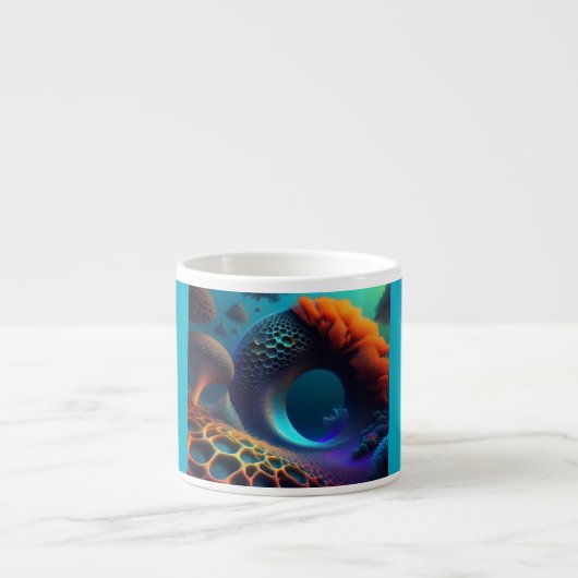 onderwaterfractaal landschap espresso kop (Voorkant)