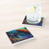 onderwaterfractaal landschap glazen onderzetter (Schuin)