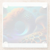 onderwaterfractaal landschap glazen onderzetter (Achterkant)